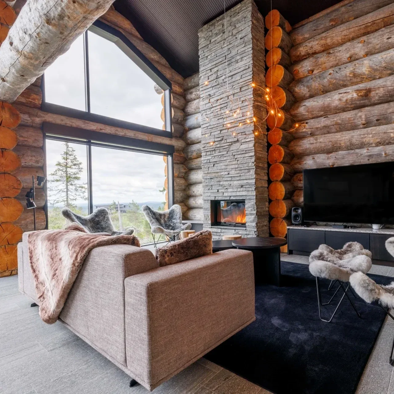 Luxury Villa Utsun Otso living room in Levi Lapland